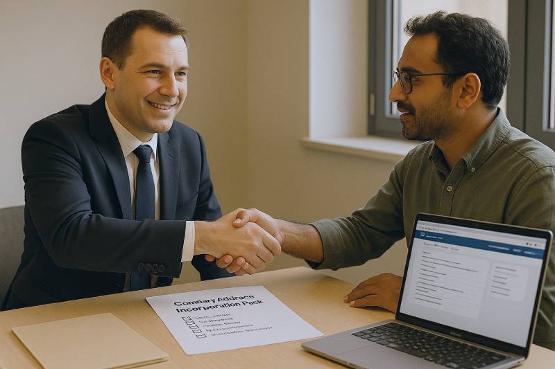 Consultation with a Bulgarian attorney about company incorporation and registered address options.